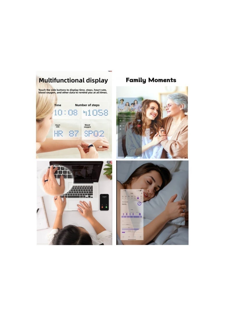 Smart Prayer Counting Ring | Prayer Counter, Rosary Counter | Wearable, Waterproof Technology | Health Monitoring Ring | Available in Black, Gold, and Silver, supports caller ID, counter, timer, with display screen, heart rate measurement, blood oxygen measurement, sleep health monitoring, remote control photography, gesture TikTok scrolling, e-book page turning, multiple sports modes, menstrual cycle management, remote care smart ring; Waterproof rating IP68. Size 8, 9, 10, 11 - Image 4